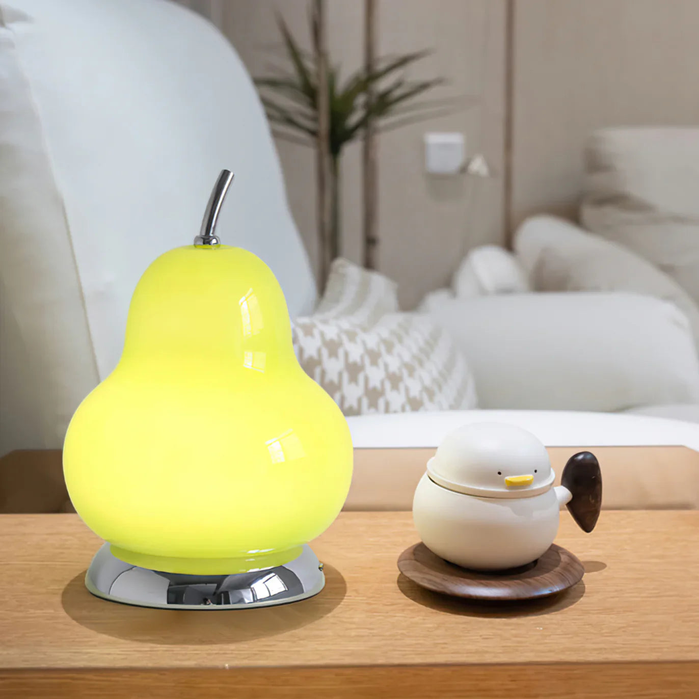 Pear Glass Built-in Battery Table Lamp