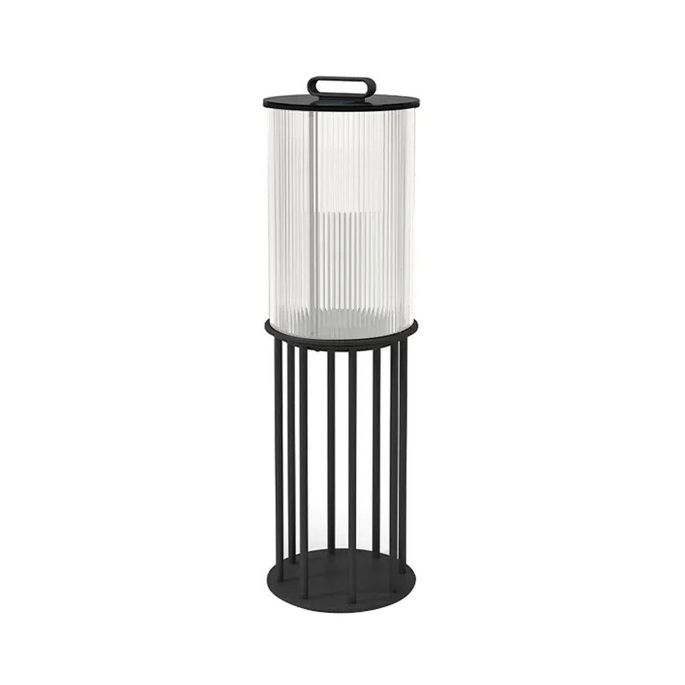 Line Glass Lantern Solar Floor Lamp