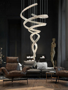 Long Spiral Crystal Chandelier