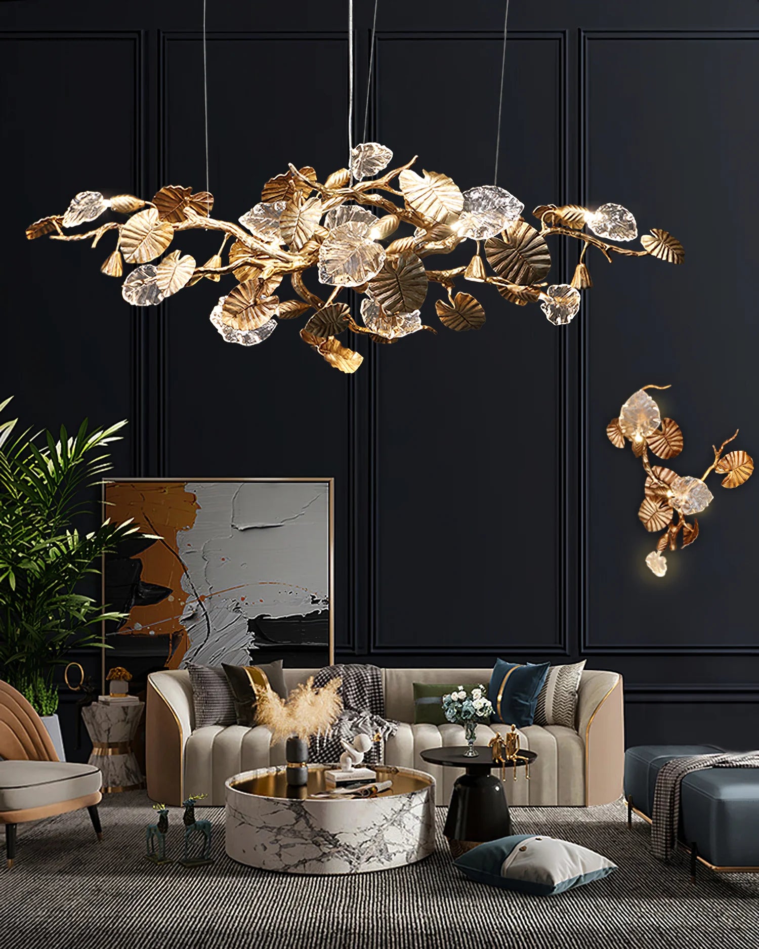 Brass Leaf Chandelier