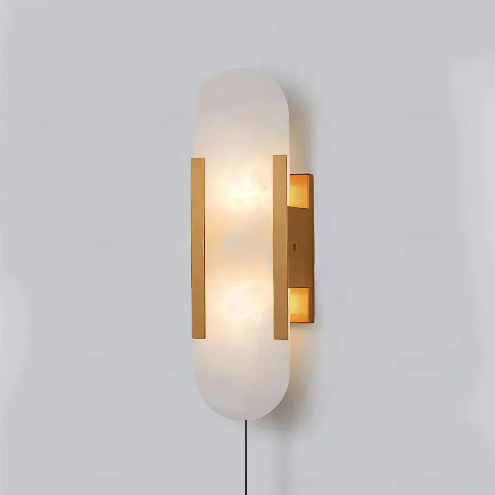 Geometric Harmony Alabaster Plug In Wall Lamp