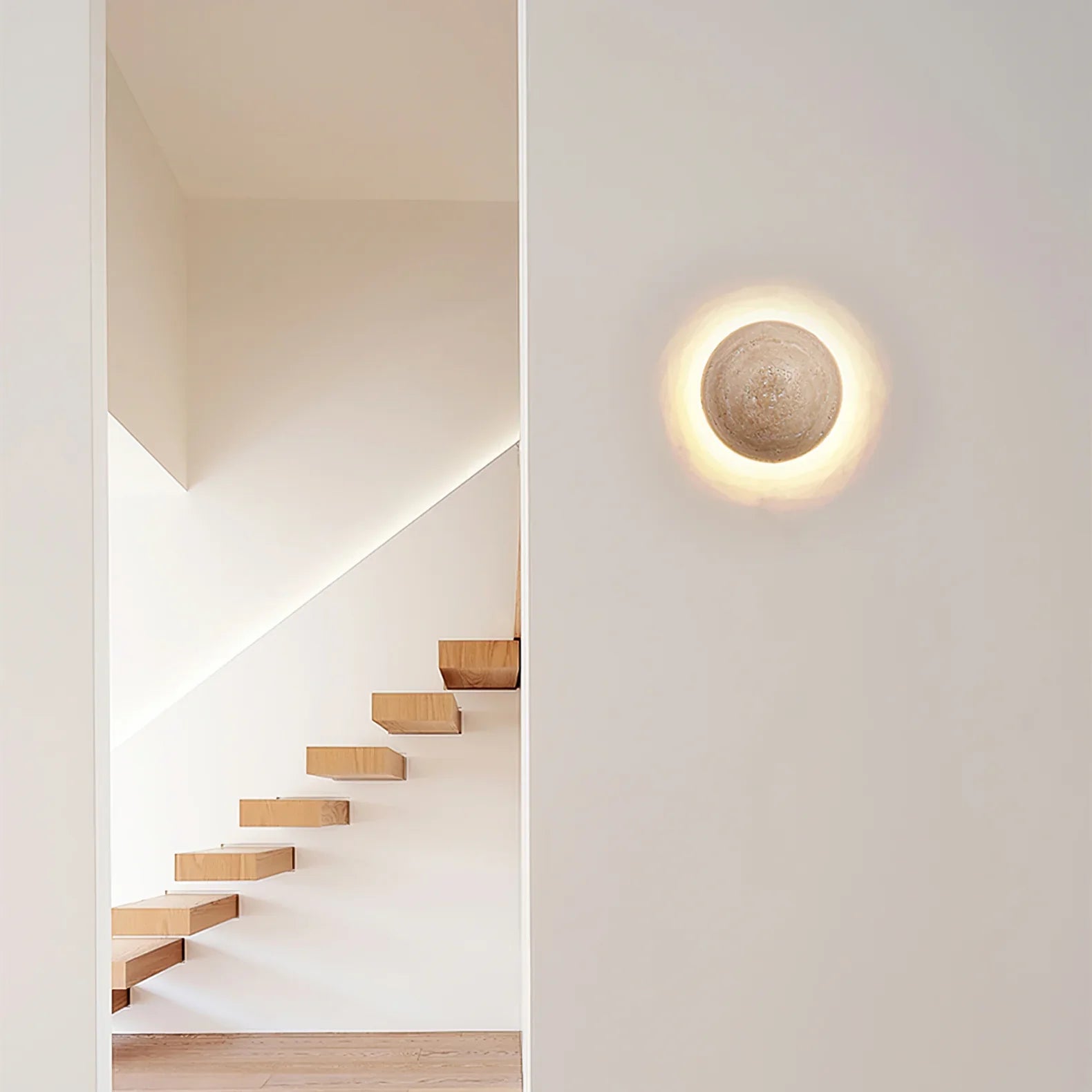 Round Travertine Wall Lamp