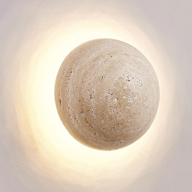 Round Travertine Wall Lamp