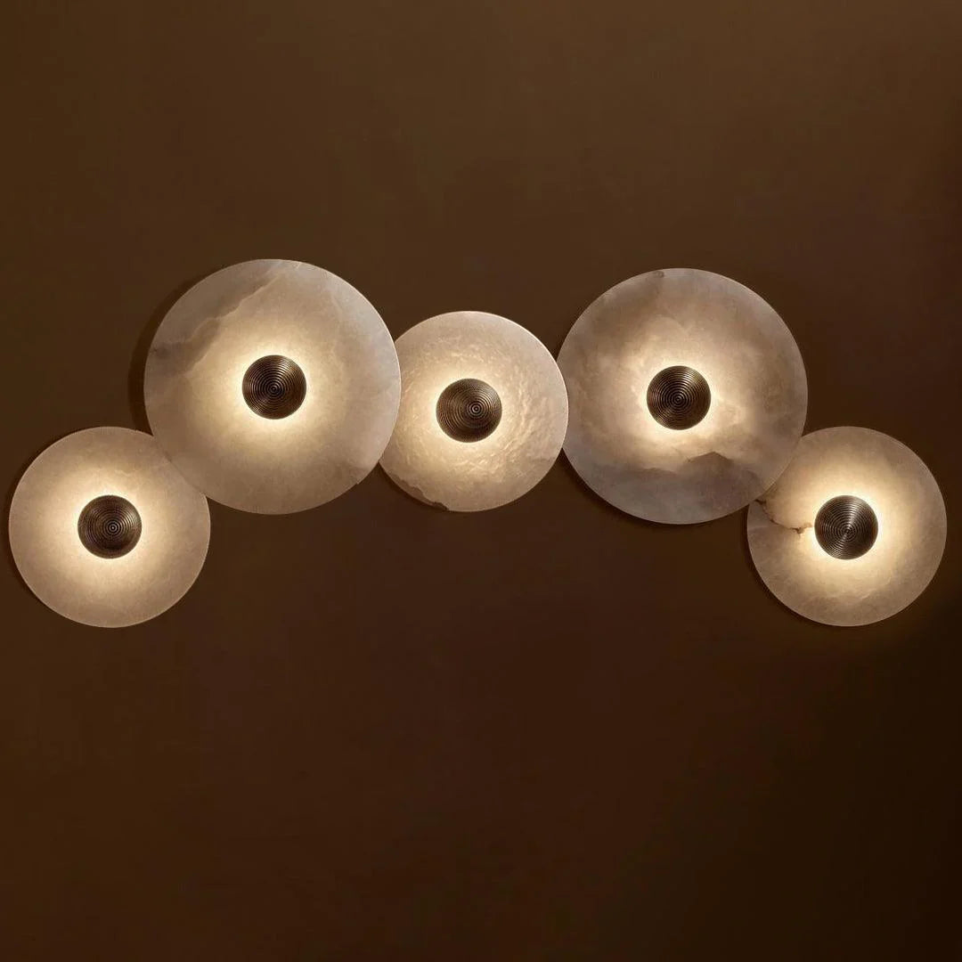 Round Alabaster Combination Wall Lamp