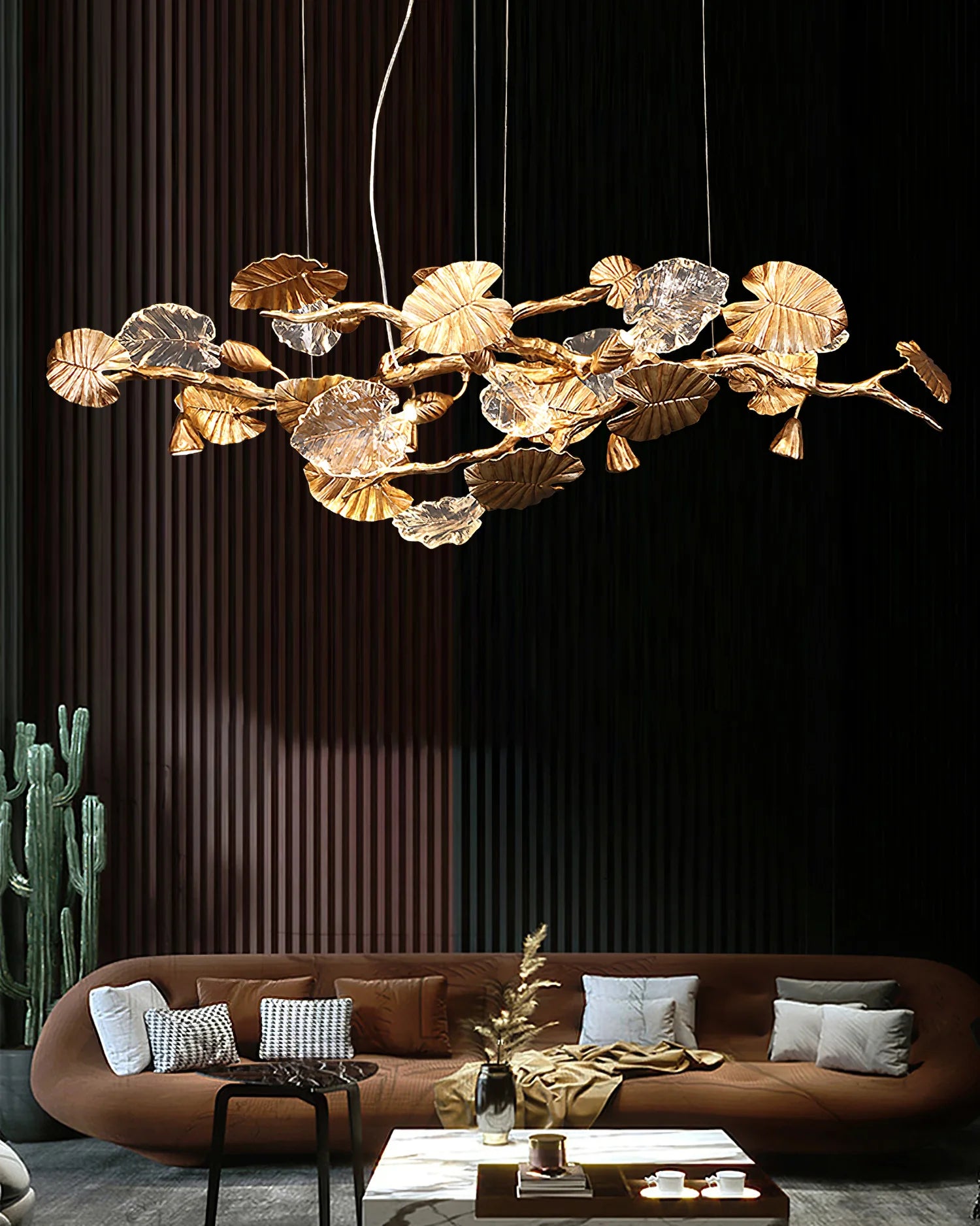 Brass Leaf Chandelier