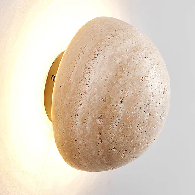 Round Travertine Wall Lamp