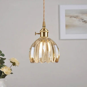 Japanese Retro Glass Flower Pendant Light S17