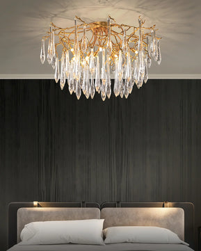 Teardrop Round Crystal Ceiling Lamp