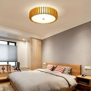 Wooden Drum Ceiling Lamp