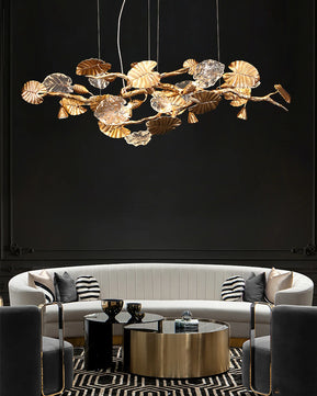 Brass Leaf Chandelier