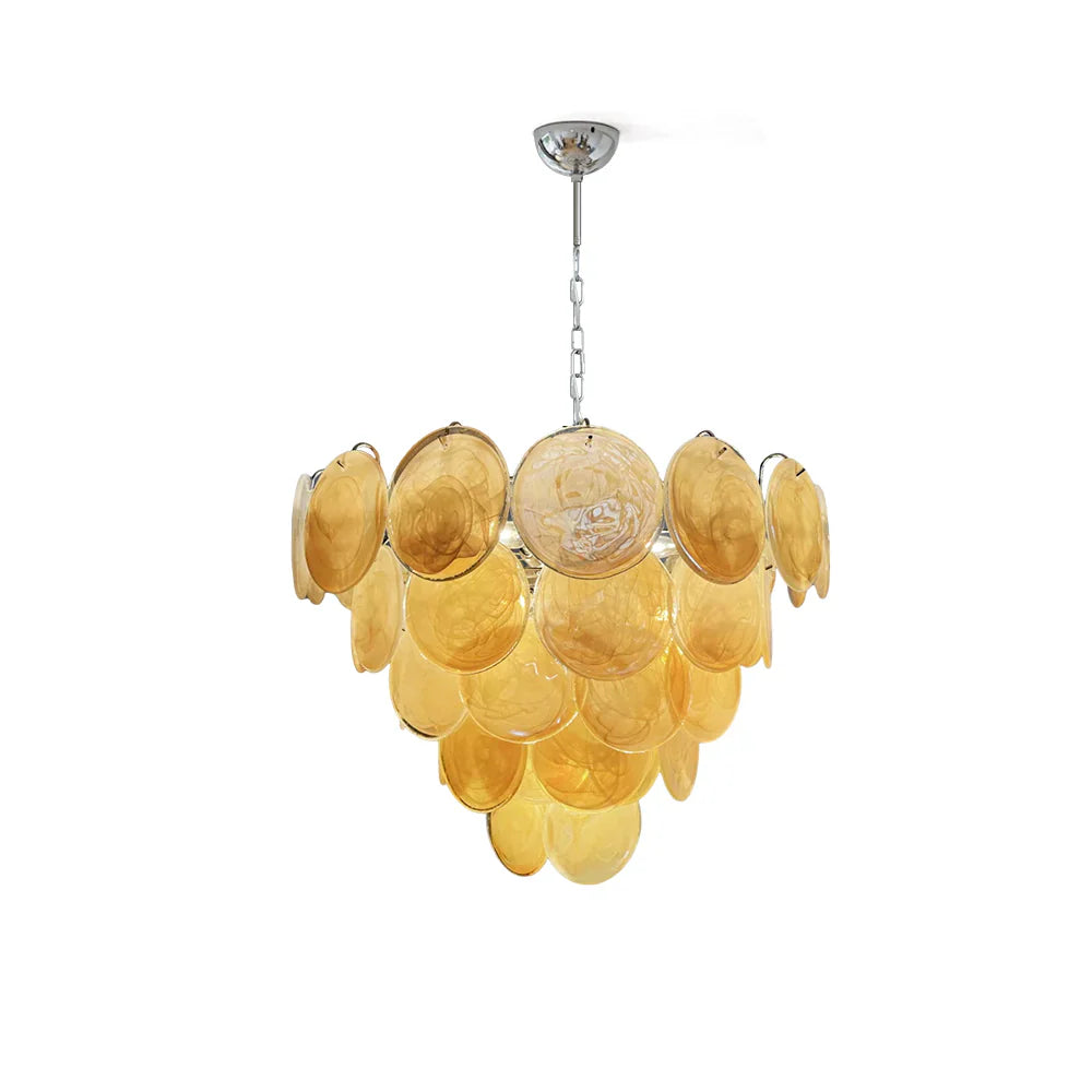 Vintage Yellow Round Murano Chandelier