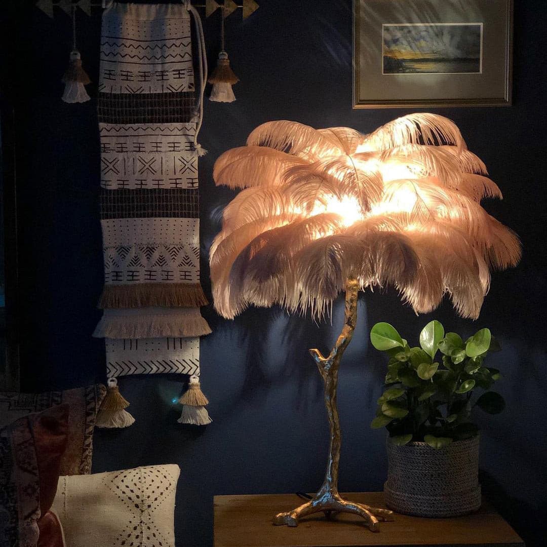 Ostrich Feather Table Lamp