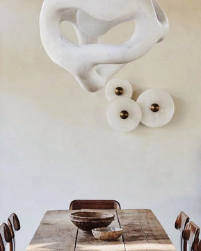 Round Alabaster Combination Wall Lamp