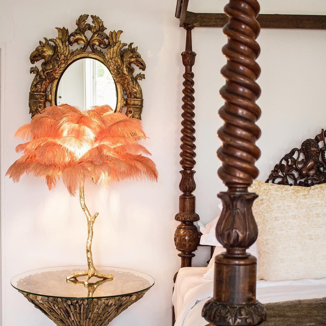 Ostrich Feather Table Lamp