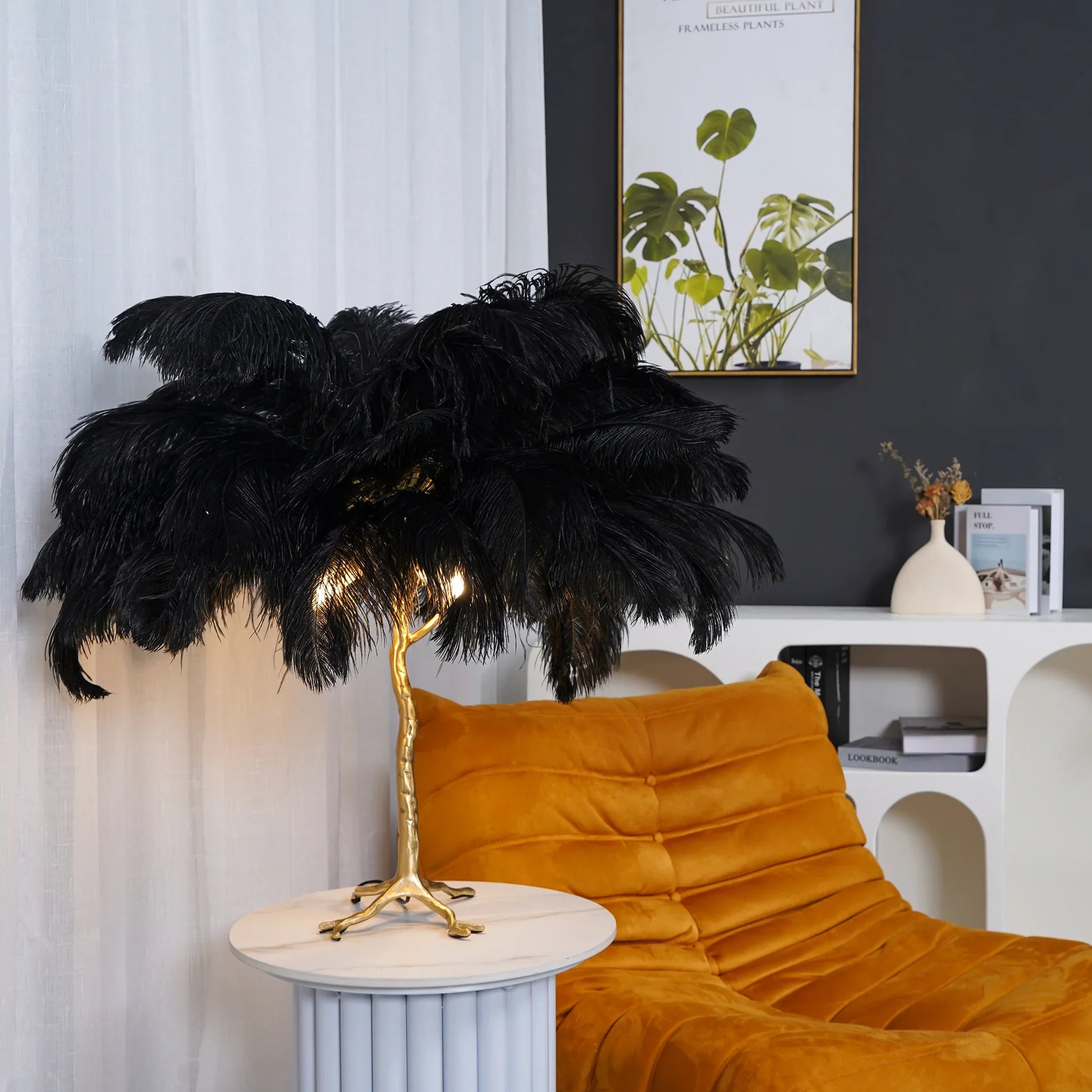 Ostrich Feather Table Lamp