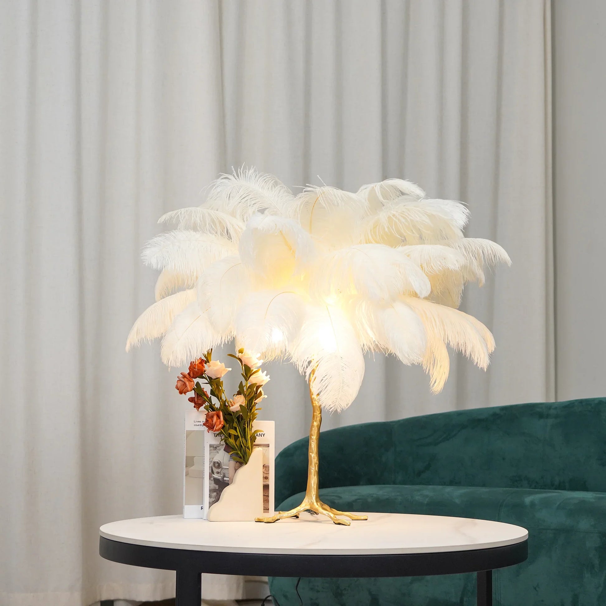 Ostrich Feather Table Lamp