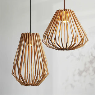 Wood Cage Pendant Lamp