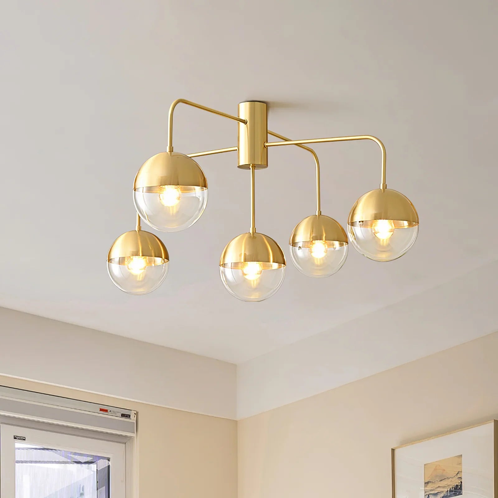 Brass Globulars Ceiling Lamp