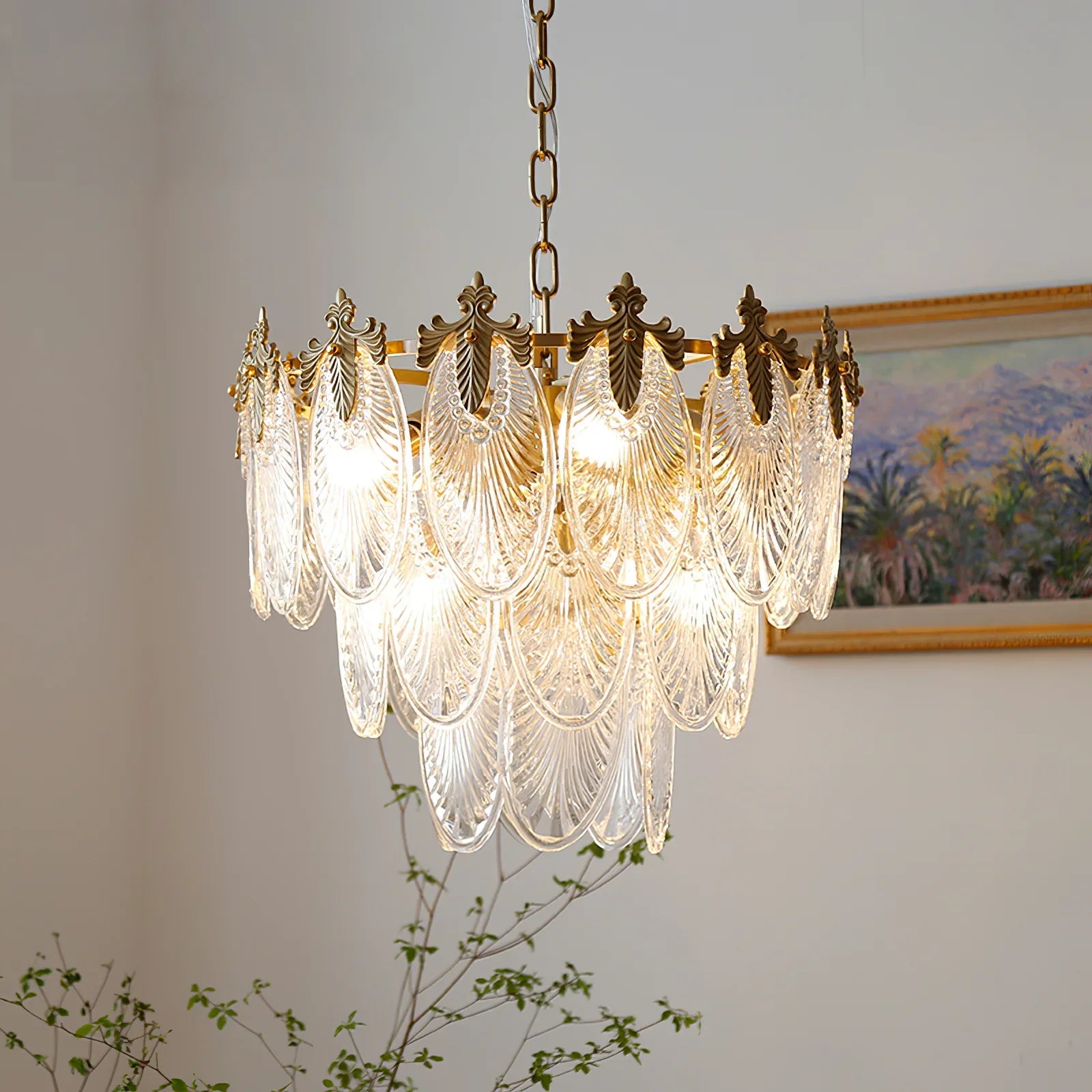 Brass Leaves Chandelier