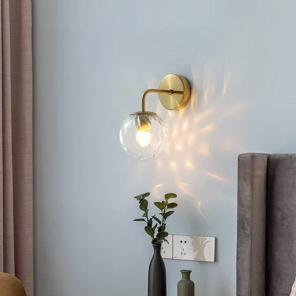 Modern Ficcas Metal Glass Polishing Wall Light for Bedroom Hallway