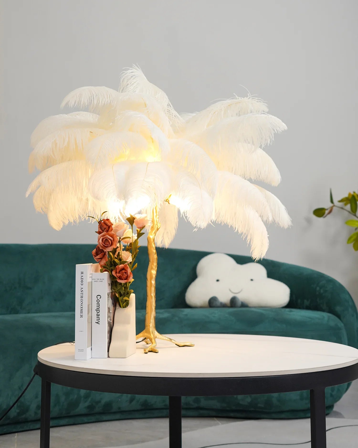 Ostrich Feather Table Lamp