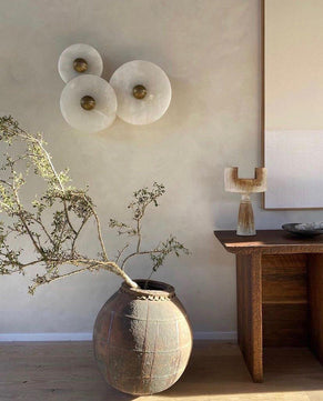 Round Alabaster Combination Wall Lamp