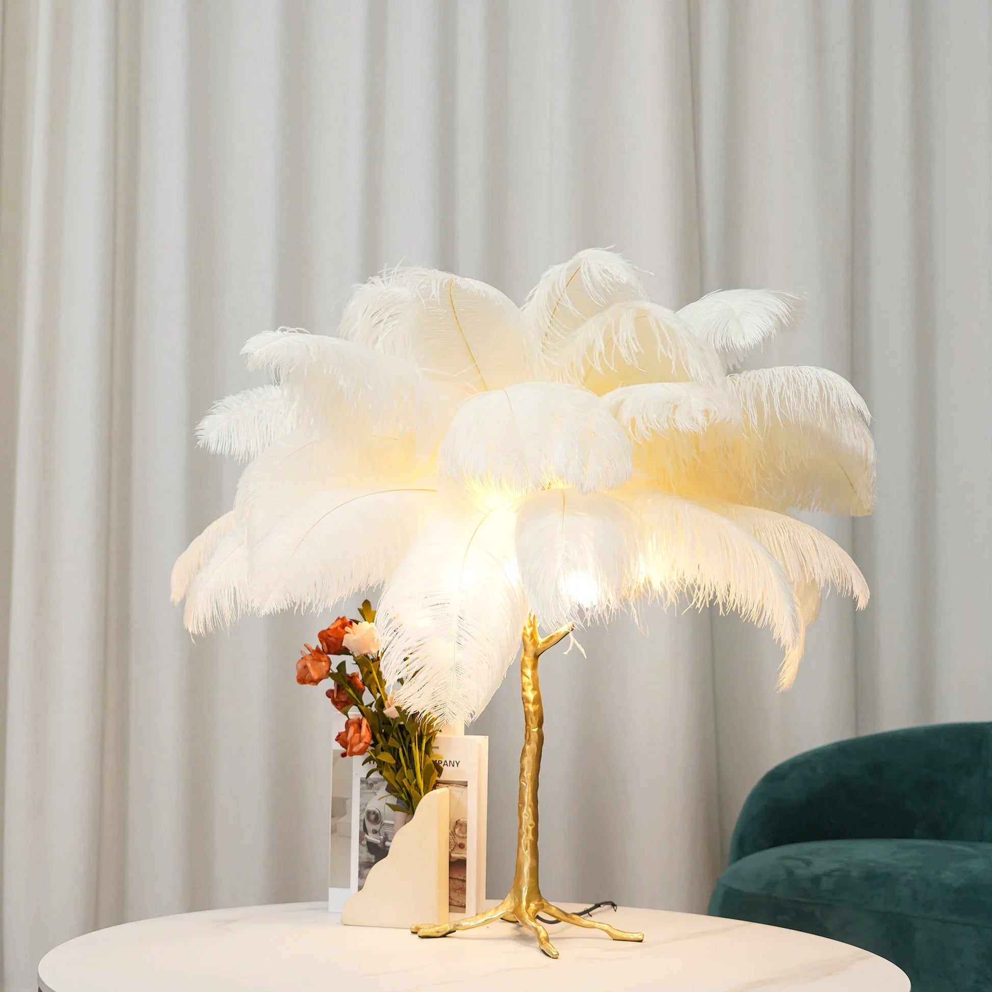 Ostrich Feather Table Lamp