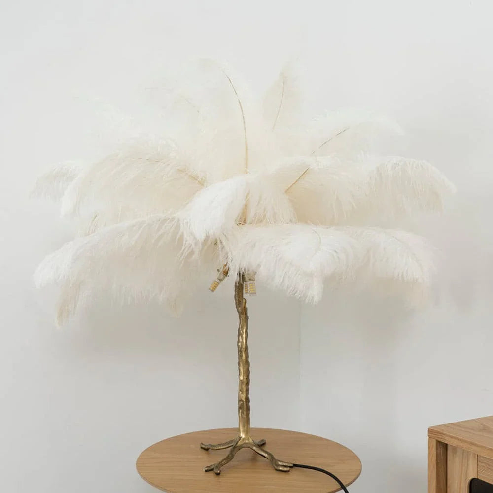 Ostrich Feather Table Lamp