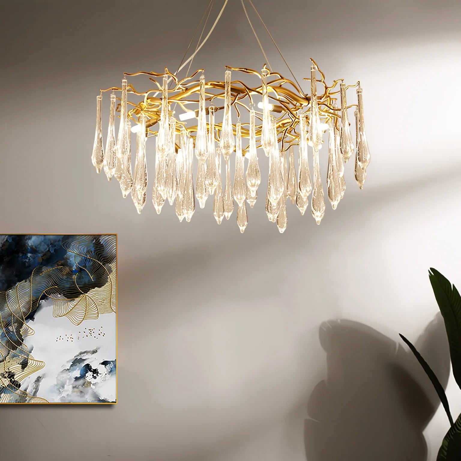 Teardrop Round Crystal Chandelier