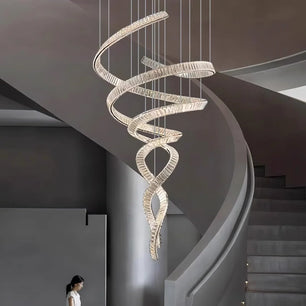 Long Spiral Crystal Chandelier