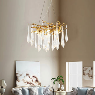 Teardrop Round Crystal Chandelier