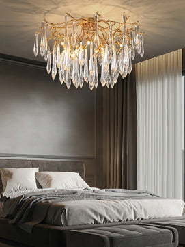 Teardrop Round Crystal Ceiling Lamp