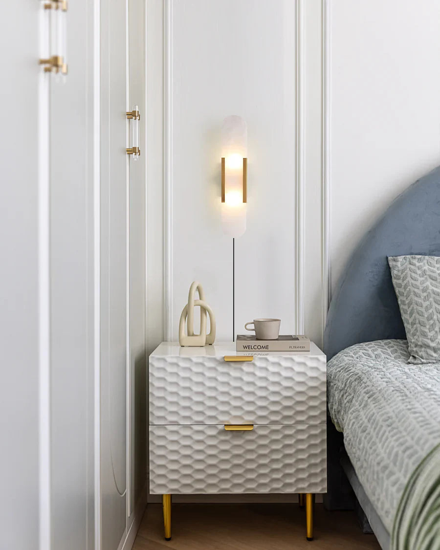 Geometric Harmony Alabaster Plug In Wall Lamp