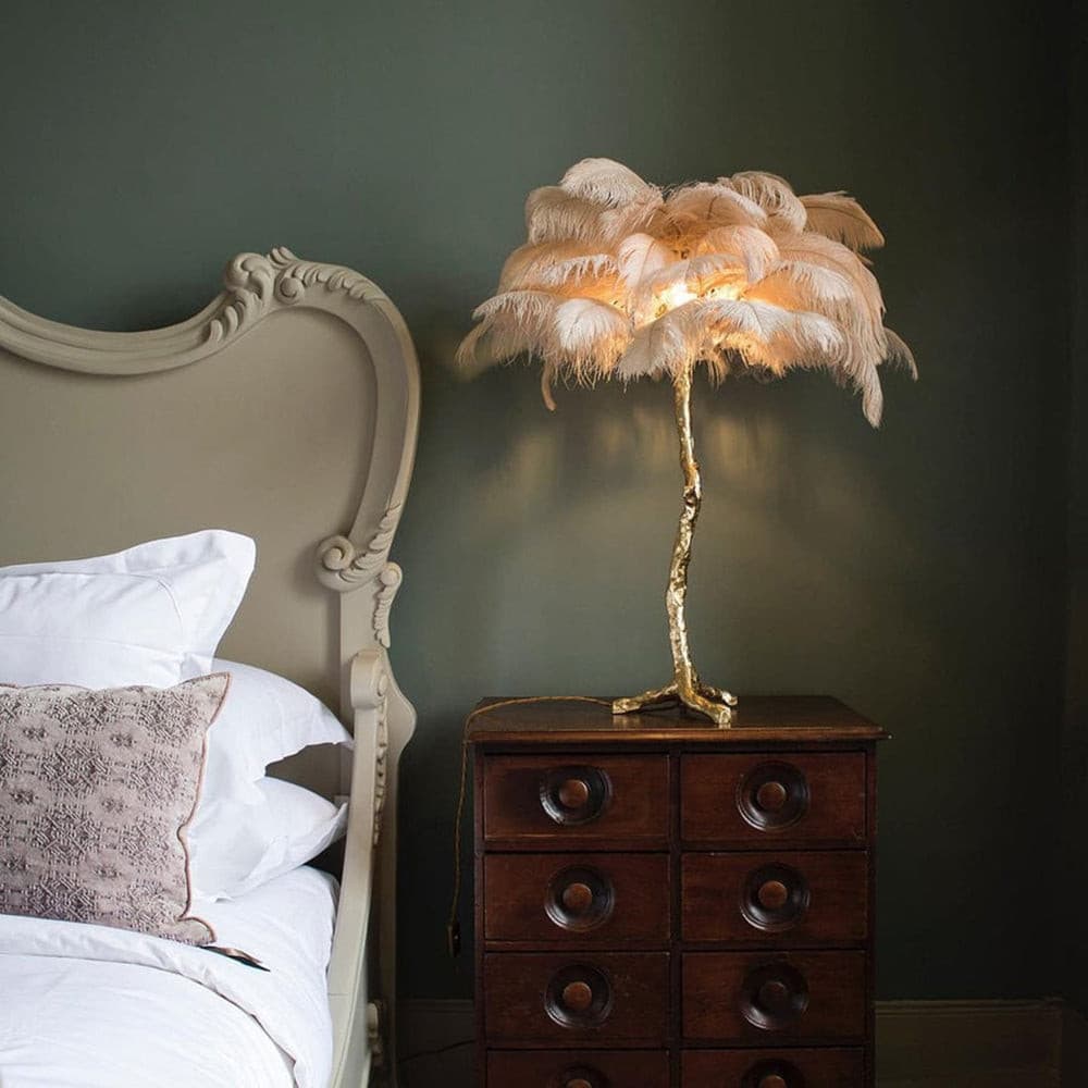 Ostrich Feather Table Lamp