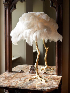 Ostrich Feather Table Lamp