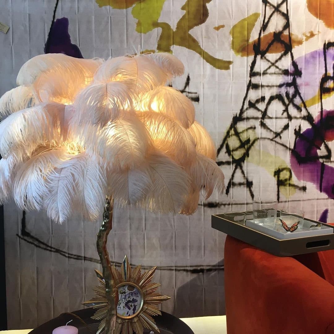 Ostrich Feather Table Lamp