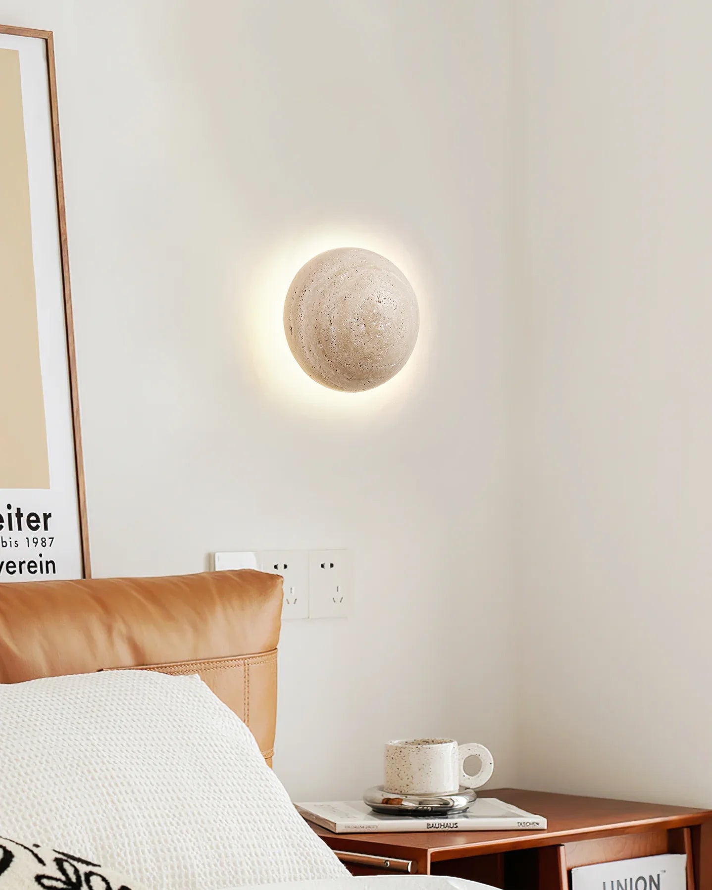 Round Travertine Wall Lamp