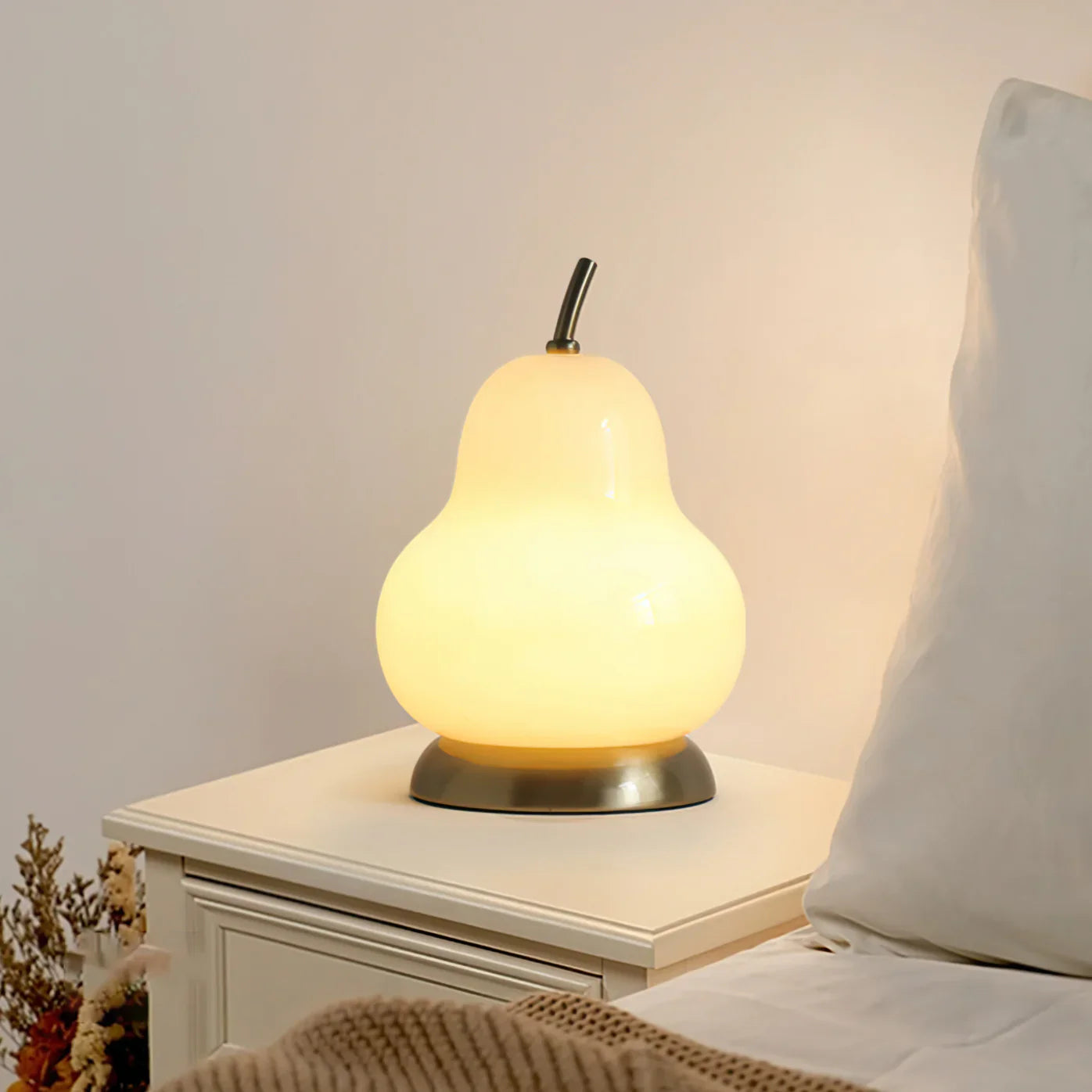 Pear Glass Built-in Battery Table Lamp