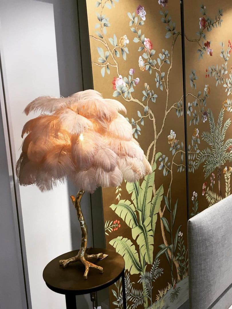 Ostrich Feather Table Lamp