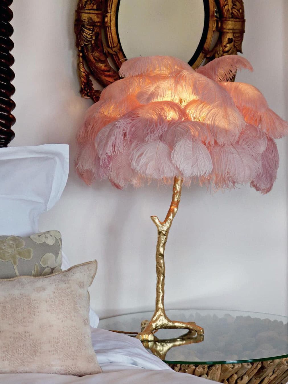 Ostrich Feather Table Lamp