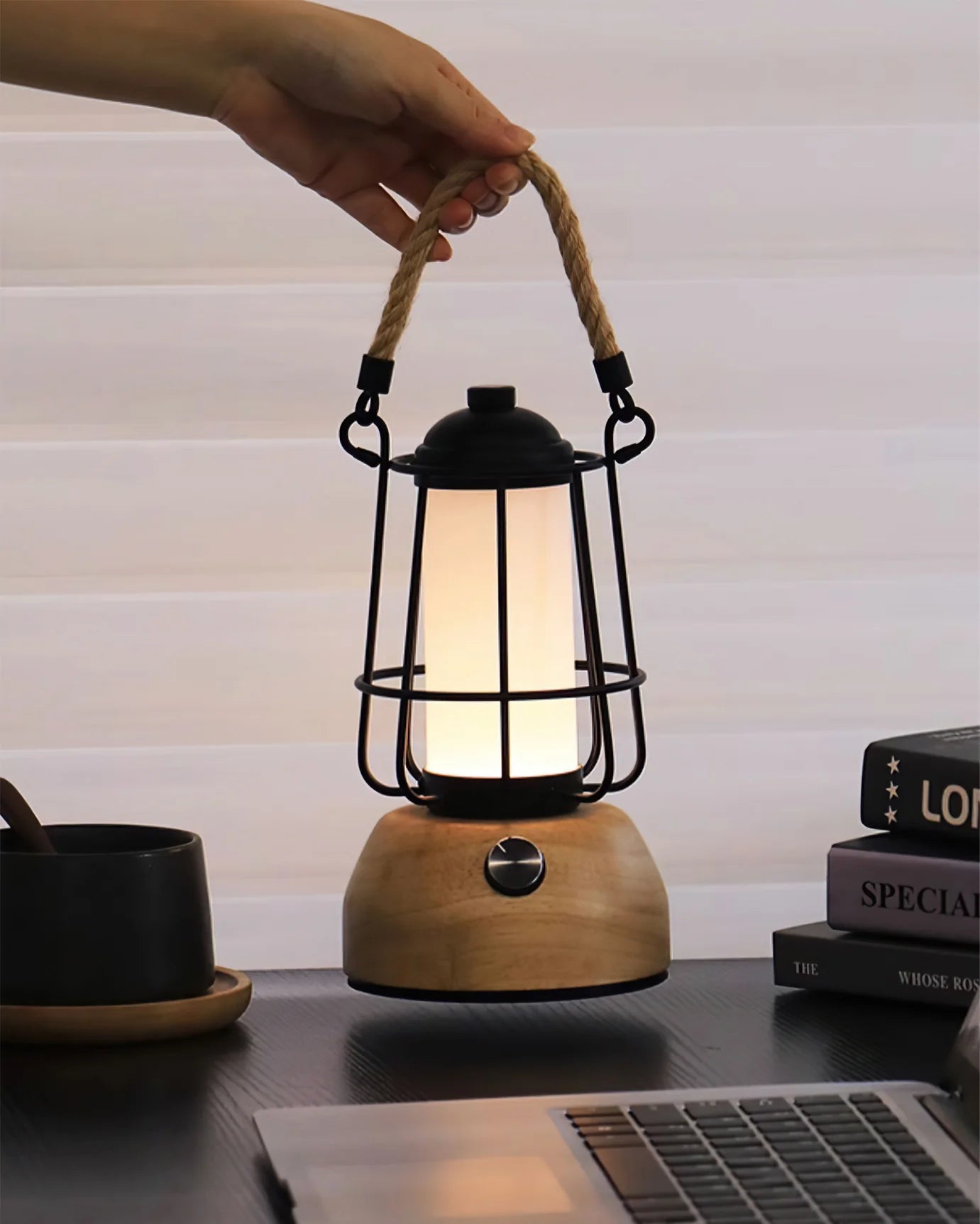 Hemp Rope Lantern Outdoor Table Lamp