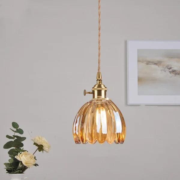 Japanese Retro Glass Flower Pendant Light S17