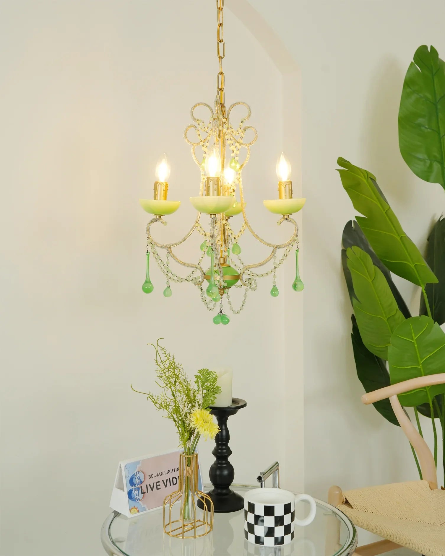 Murano Green Drops Chandelier