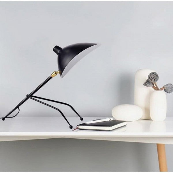 Serge Mouille Black Tripod Desk Lamp