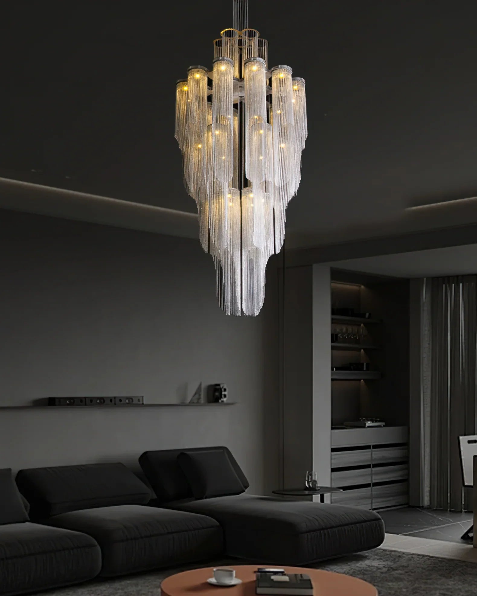 Cascade Silver Chandelier