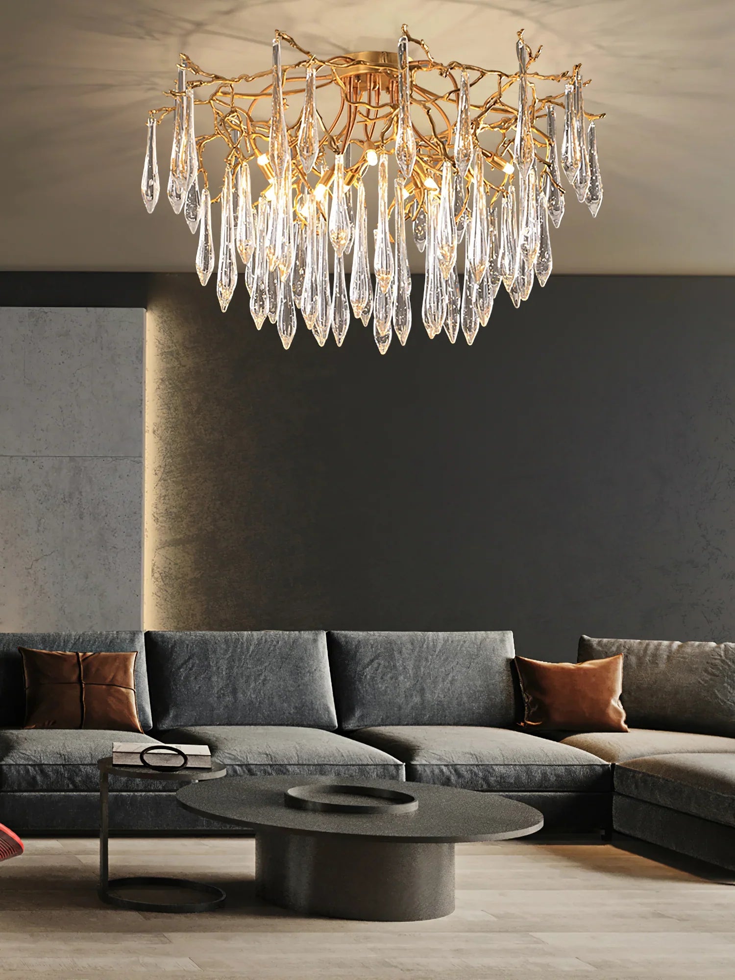 Teardrop Round Crystal Ceiling Lamp