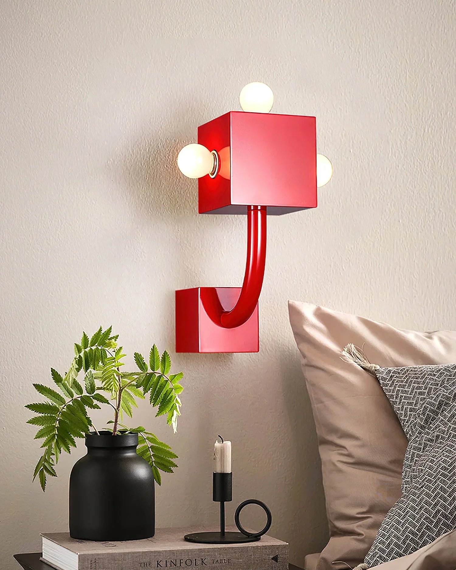 Red Cube Wall Lamp