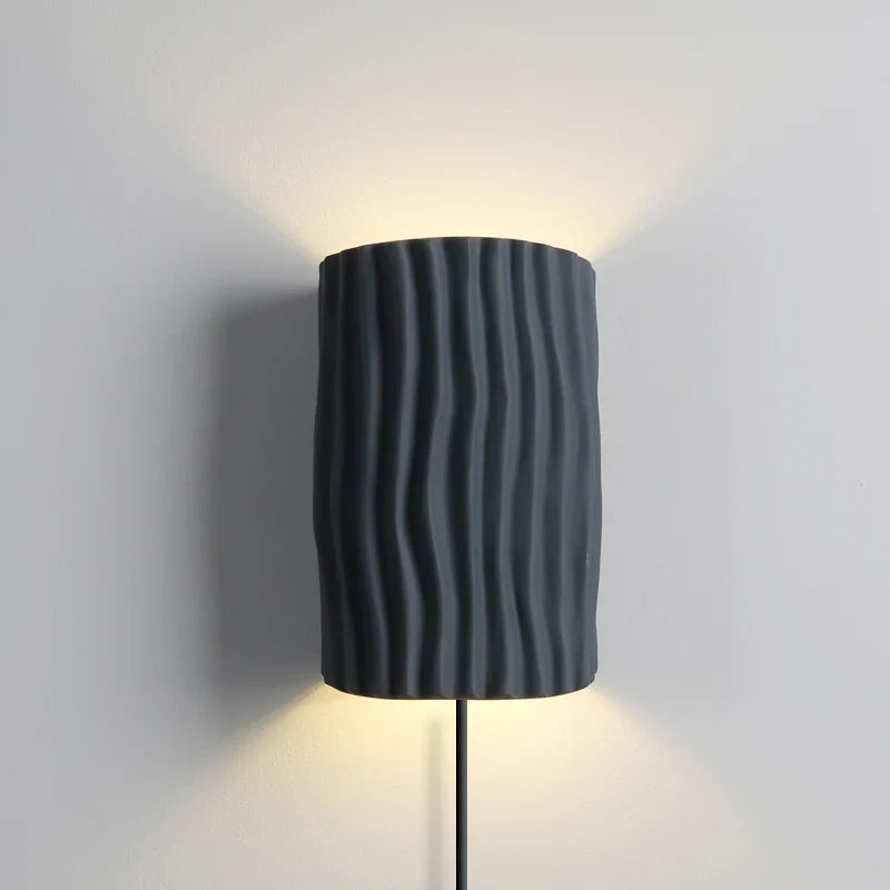 Pleated Resin Plug In Wall Lamp