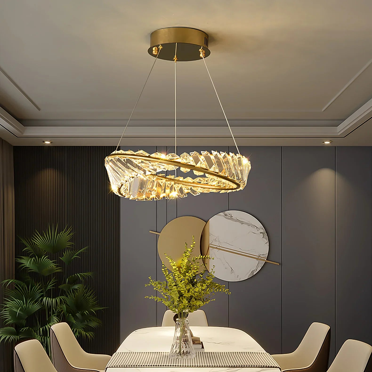 Wave Circle Crystal Chandelier