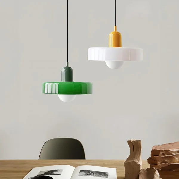 Morandi Glass Disc Orb Pendant Lamp